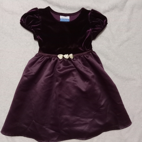 Brooke Lindsey Plum Velvet & Satin Like Formal Shortsleeve Dress sz 4T - Picture 2 of 7